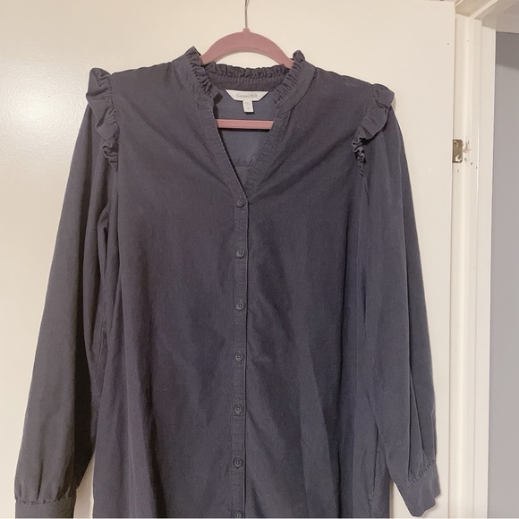 Garnet Hill Grey Corduroy Mini Dress Size M - Picture 2 of 8